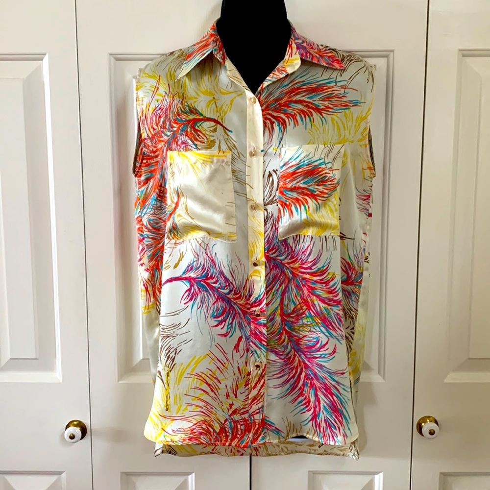 100% Silk Cabi Sleeveless Tunic Blouse